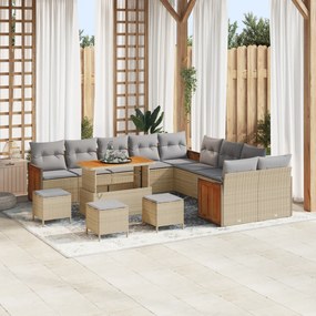 vidaXL Set de canapele pentru grădină 14 pcs bej și gri deschis