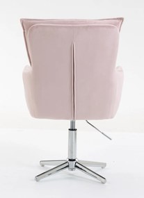 HR250CROSS Scaun Catifea Roz Pudra Bază Cromata
