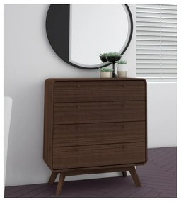 Comodă maro închis înaltă cu aspect de lemn de nuc 80x88 cm Caitlin – Støraa