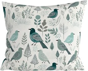 Husa de perna din bumbac LEAFBIRD POLY 45x45 cm, alb-verde
