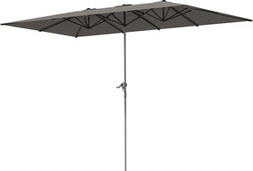 Outsunny Umbrelă Dublă de Grădină cu Manivelă și 12 Spițe din Aluminiu și Poliester, 4.5x2.6 m, Gri Închis | Aosom Romania