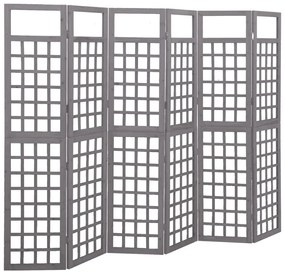 316489 vidaXL Separator cameră cu 6 panouri gri 242,5x180 cm nuiele lemn brad