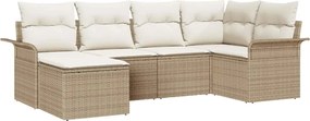 vidaXL Set de canapele pentru grădină 6 pcs Bej poliratan