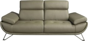 Canapea 2 locuri, tapitata cu piele naturala, spatar rabatabil Verde masliniu