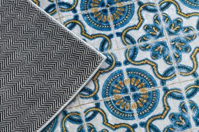 ANDRE 53020 covor lavabil gresii de Lisbona, bucatarie, anti-alunecare - albastru / bej