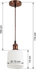 Brilagi - Lustru LED suspendat pe cablu RETRO GLASS 1xE27/60W/230V Ø 13 cm cupru/alb