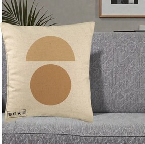 Perna Decorativa Geometric Minimalist Auriu, 40x40 cm, Bej, Husa Detasabila, Perna Inclusa, BEKZ®