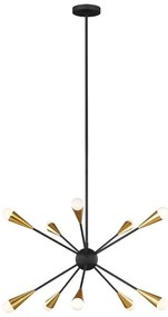 Lustră LED pe tijă Feiss FE-JAX10-MB JAX 10xG9/3W/230V negru/auriu