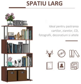 Homcom Biblioteca de Perete in Lemn, Castaniu, 80x30x145cm