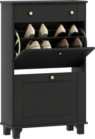 HOMCOM Dulap pentru pantofi îngust cu sertare cu uși basculante și raft reglabil, 60 x 23,5 x 98,5 cm, negru | Aosom Romania