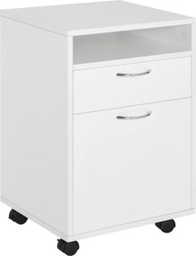 Comodă Mobilă pentru Birou HOMCOM, cu Roți, Design Compact, 40x35x60cm, Alb | Aosom Romania