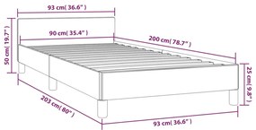 Cadru de pat cu tablie, alb, 90x200 cm, piele ecologica Alb, 90 x 200 cm