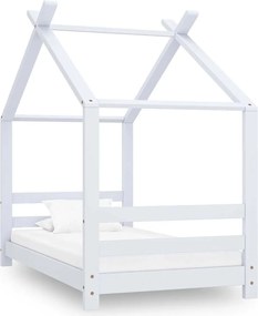 vidaXL Cadru pat de copii, alb, 70 x 140 cm, lemn masiv de pin