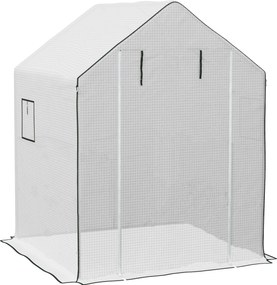Outsunny Acoperiș de Înlocuire pentru Seră Walk-in din PE cu Ușă Rulabilă și Ferestre, 140 x 143 x 190cm, Alb | Aosom Romania