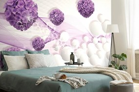 Tapet flori cu fundal abstract