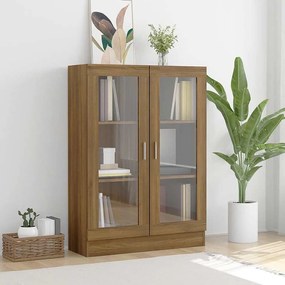 vidaXL Dulap vitrină, stejar maro, 82,5x30,5x115 cm, lemn prelucrat
