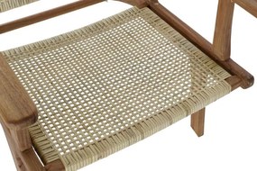 Fotoliu din ratan împletit manual, cu structură din lemn masiv de tec, natur, 69×78×68 cm, „Lombok"