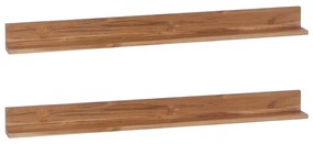 320427 vidaXL Rafturi de perete, 2 buc., 120x10x10 cm, lemn masiv de tec