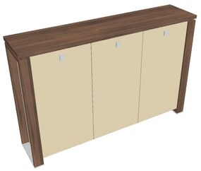 Dulap mediu Verno+ S 200 x 46 x 130 cm, uși de sticlă, nuc / vanilie