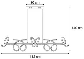 Lampă suspendată de design aurie dreptunghiulară cu 3 trepte de intensitate luminoasă - Krisscross