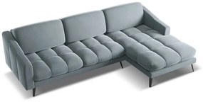 Colțar albastru deschis cu tapițerie din catifea (cu colț pe partea dreaptă) Nalu – Makamii