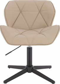 HR111CROSS Scaun Crem Piele Ecologica Premium Soft cu Bază Neagră