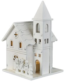 Decor iluminat de Crăciun Biserica din lemn, 8 x13 x 8 cm, LED