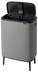 Cos de gunoi Brabantia Bo Touch Hi 1001266, 2x30 L, Perfect langa perete, Reglare picioare, Acoperit cu minerale, Gri