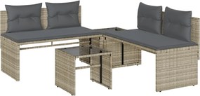 vidaXL Set canapea de grădină cu perne, 4 piese, gri deschis poliratan