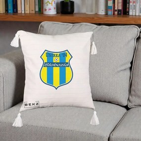 Perna Personalizata Unirea '04 Slobozia Fotbal, 40x40 cm, Bej cu Franjuri, Husa Detasabila, Perna Inclusa, BEKZ®