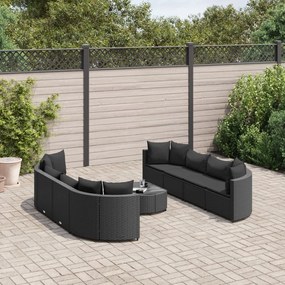 3308427 vidaXL Set mobilier de grădină cu perne, 9 piese, negru, poliratan