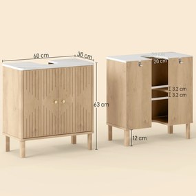 HOMCOM Dulap sub lavoar cu 2 uși, cu raft reglabil, cu efect de marmură și stejar | Aosom Romania