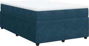 vidaXL Pat box spring cu saltea, albastru închis, 120x190 cm, catifea