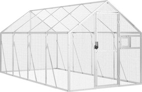 vidaXL Volieră de păsări, argintiu, 1,79x4x1,85 m, aluminiu