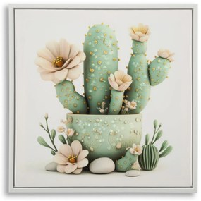 Mauro Ferretti Tablou Imprimat Pe Pânză Lacuită, Cu Ramă, Model ,,Borcan Cu Cactus", Varianta D, Dimensiuni 40 X 2,8 X 40 Cm | Aosom Romania