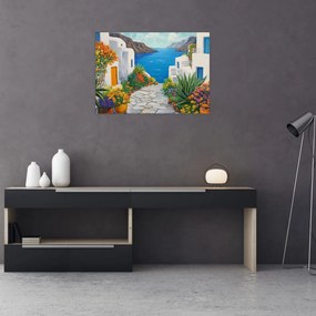 Tablou pe sticlă - Alee grecească (70x50 cm)
