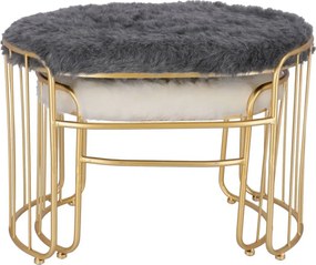 Set taburete Perla metalice cu blanita sintetica, baza aurie, design modern  2 piese
