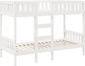 vidaXL Pat supraetajat, alb, 90x200 cm, lemn masiv de pin