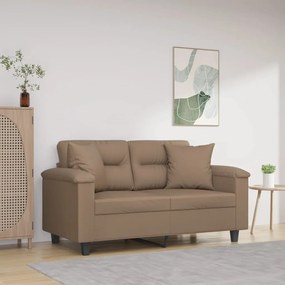 3153298 vidaXL Canapea cu 2 locuri, perne&pernuțe cappuccino 120 cm piele eco