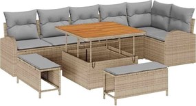 vidaXL Set de canapele pentru grădină 9 pcs Beige și gri deschis