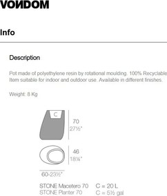 Ghiveci plante, flori design decorativ modern pentru amenajari interioare si exterioare, STONE PLANTER 55009R Vondom