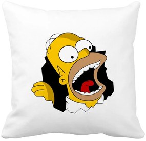 Perna Decorativa Patrata Simpsons Homer 2,40x40 cm, Alba, Mata, Husa Detasabila, Burduf