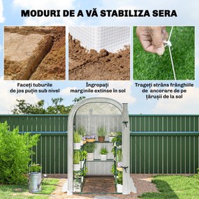Outsunny Seră de Grădină cu Rafturi și Ușă Rulabilă, Seră pentru Grădină cu Cadru din Oțel, Acoperiș din PE Anti-UV, pentru Legume, Flori și Plante, 123x187x189 cm, Alb | Aosom Romania