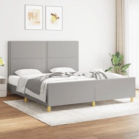 3124992 vidaXL Cadru de pat cu tăblie, gri deschis, 180x200 cm, textil