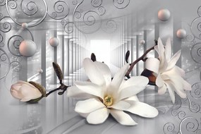 Tapet autoadeziv magnolie cu fundal abstract