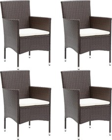 vidaXL Scaune de masă pentru grădină, 4 buc., maro, poliratan