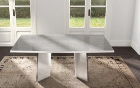 Set lemn masiv masă și scaune Mara White - 8 scaune, 250 × 115 × 76 cm
