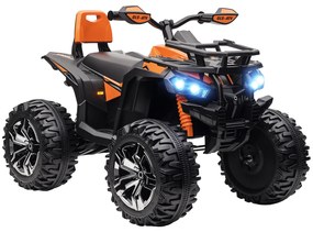 HOMCOM Vehicul pentru copii 12V cu funcție înainte-înapoi, player MP3, far, 3-8 km/h, 3-5 ani, Portocaliu | Aosom Romania