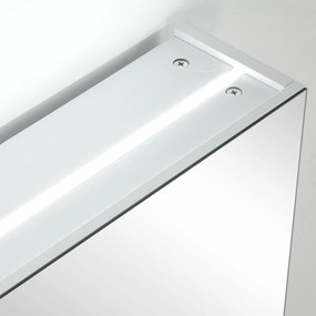 HOMCOM Dulap cu Oglindă de Perete cu Lumini LED și Rafturi Reglabile din Sticlă și MDF pentru Baie | Aosom Romania
