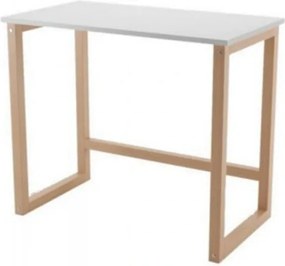 Birou pliabil pentru copii Novokids™ My first Computer desk, Picioare din lemn masiv, Dimensiuni 75x50x90 cm, Pentru laptop si Computer, Natur cu Alb
